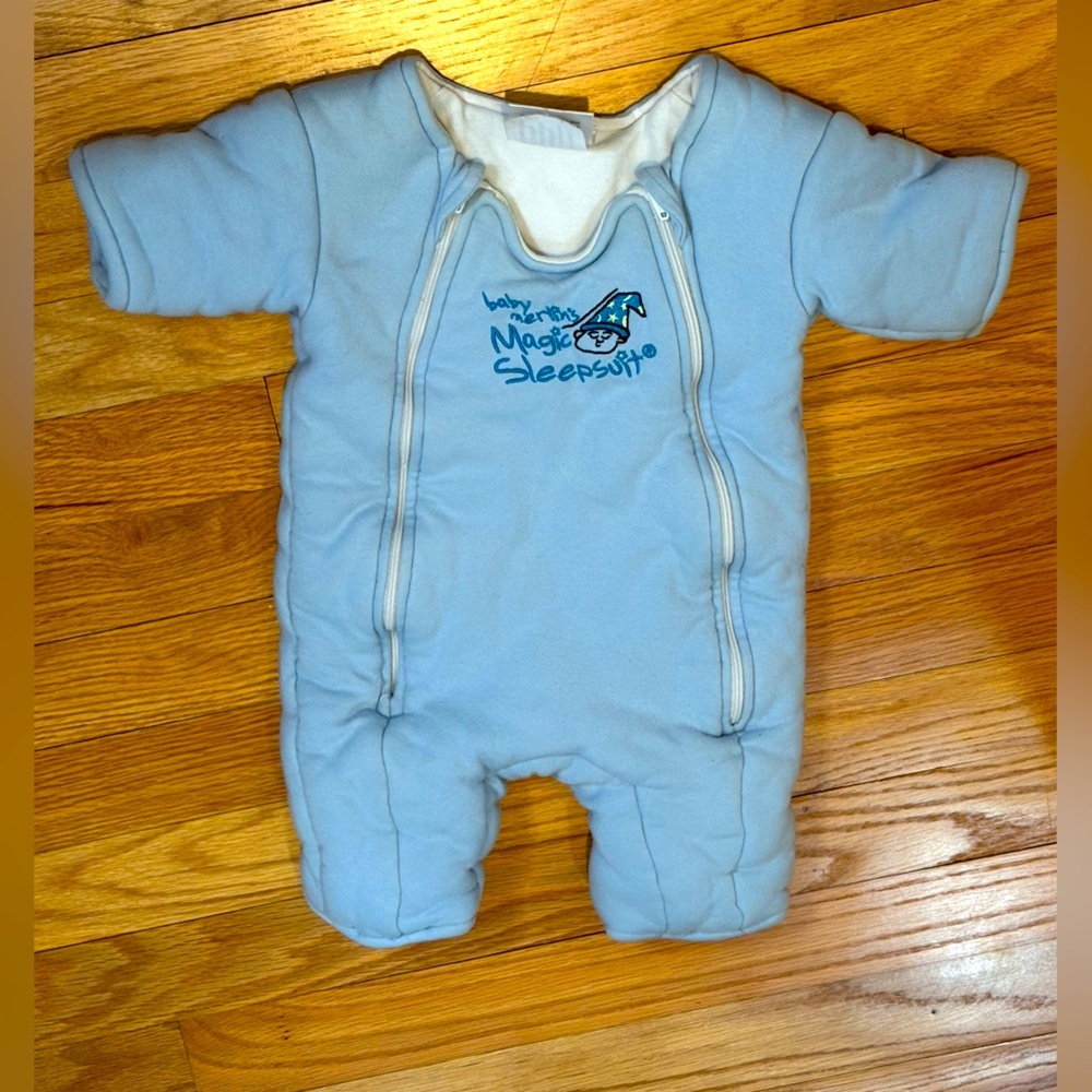 Baby Merlin’s Magic Sleepsuit / Sleep Suit Blue Sleepsack  Swaddle Transition SM